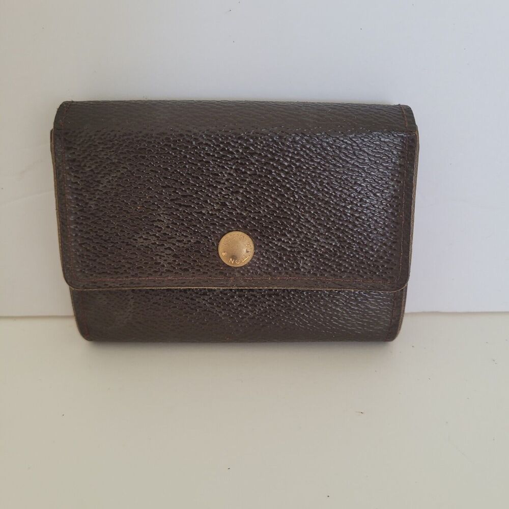Louis Vuitton LV Micro Brown Folding Monogram Leather Card Wallet Smal Authentic